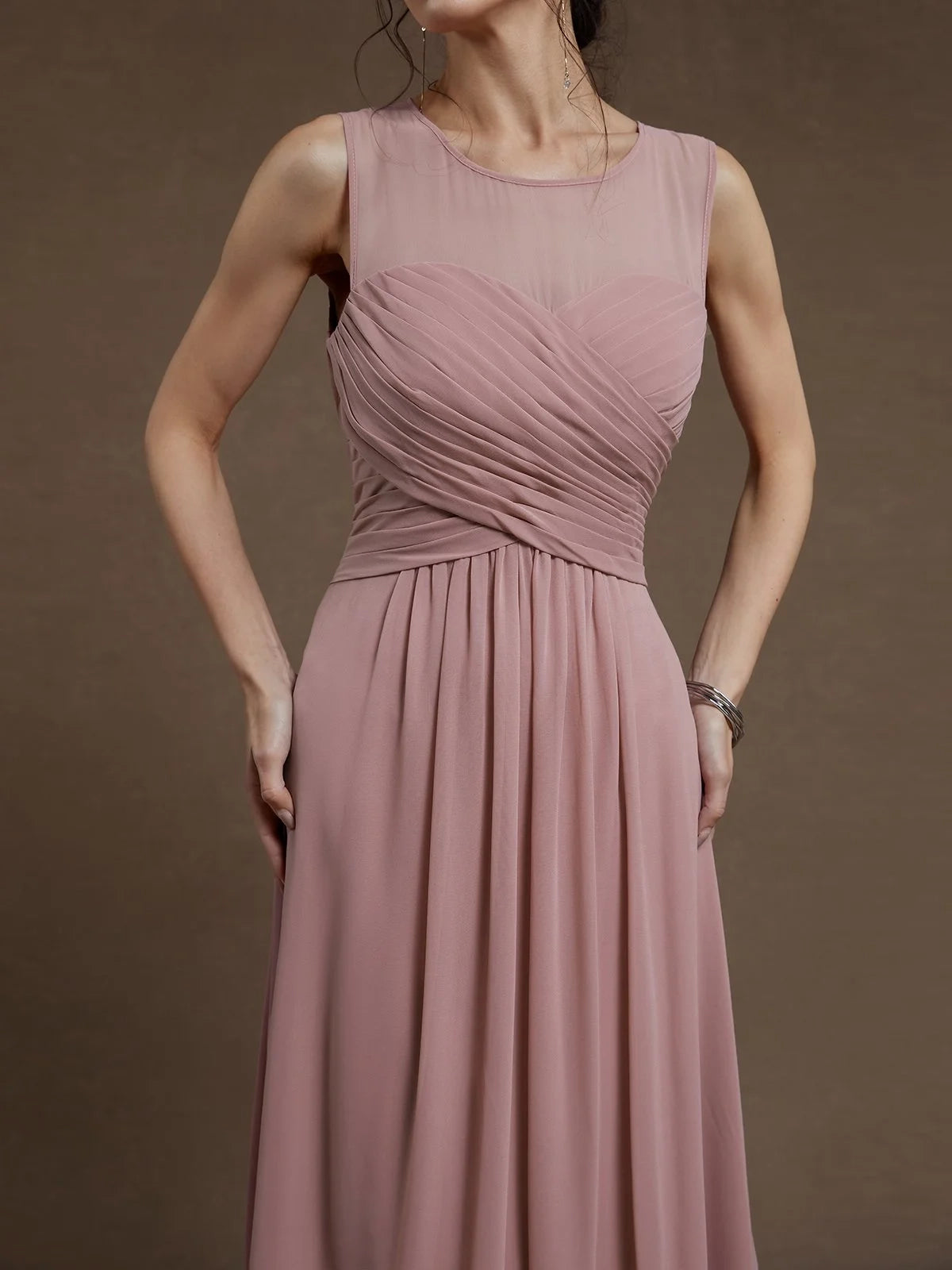 Pretty A-Line Crew Neck Sleeveless Keyhole Floor-Length Prom Dress